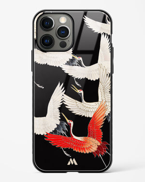 Furisode With A Myriad Of Flying Cranes Glass Case Phone Cover (Apple)