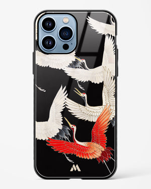 Furisode With A Myriad Of Flying Cranes Glass Case Phone Cover (Apple)