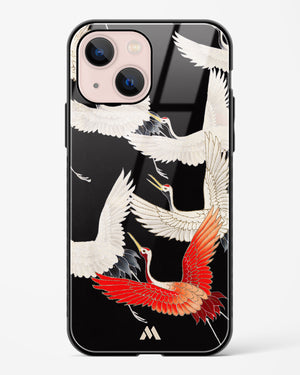 Furisode With A Myriad Of Flying Cranes Glass Case Phone Cover (Apple)