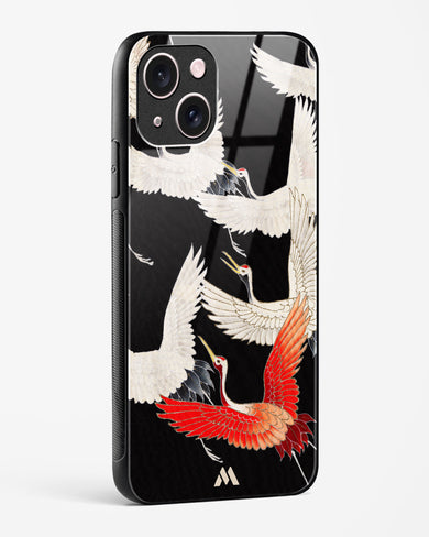 Furisode With A Myriad Of Flying Cranes Glass Case Phone Cover (Apple)