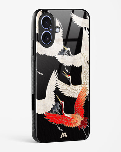 Furisode With A Myriad Of Flying Cranes Glass Case Phone Cover (Apple)