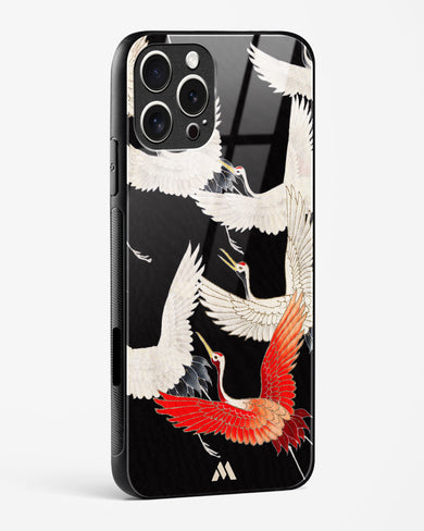 Furisode With A Myriad Of Flying Cranes Glass Case Phone Cover (Apple)