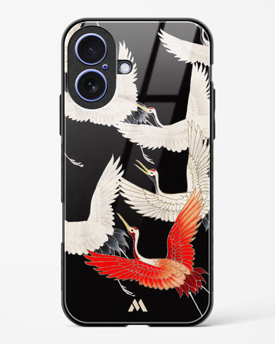 Furisode With A Myriad Of Flying Cranes Glass Case Phone Cover (Apple)