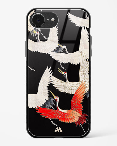Furisode With A Myriad Of Flying Cranes Glass Case Phone Cover (Apple)