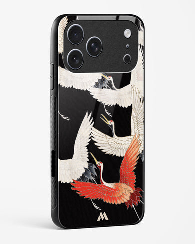 Furisode With A Myriad Of Flying Cranes Glass Case Phone Cover (Apple)