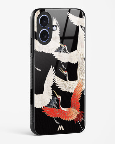Furisode With A Myriad Of Flying Cranes Glass Case Phone Cover (Apple)