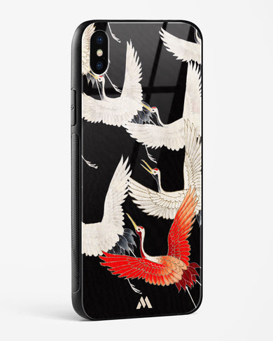 Furisode With A Myriad Of Flying Cranes Glass Case Phone Cover (Apple)