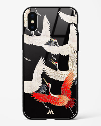 Furisode With A Myriad Of Flying Cranes Glass Case Phone Cover (Apple)