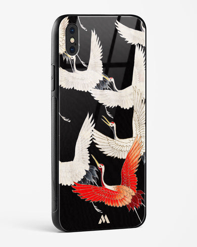 Furisode With A Myriad Of Flying Cranes Glass Case Phone Cover (Apple)