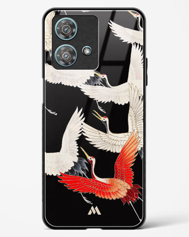 Furisode With A Myriad Of Flying Cranes Glass Case Phone Cover (Motorola)