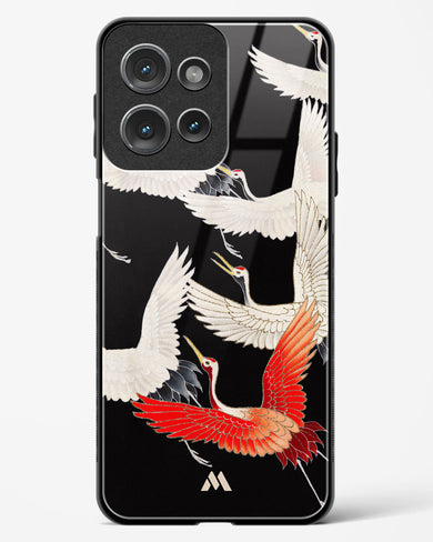 Furisode With A Myriad Of Flying Cranes Glass Case Phone Cover (Motorola)