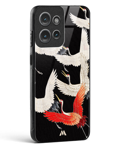 Furisode With A Myriad Of Flying Cranes Glass Case Phone Cover (Motorola)