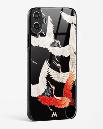 Furisode With A Myriad Of Flying Cranes Glass Case Phone Cover (Nothing)