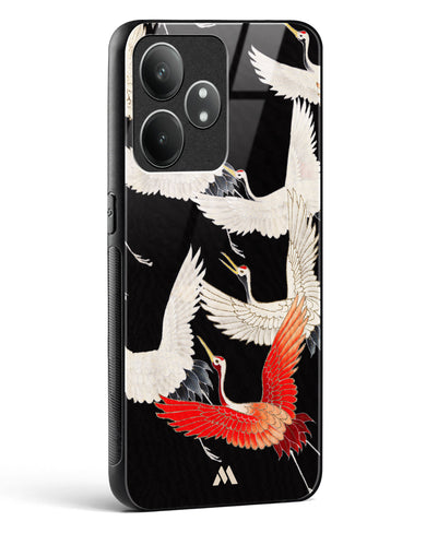 Furisode With A Myriad Of Flying Cranes Glass Case Phone Cover (Realme)