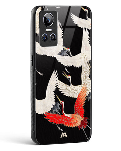 Furisode With A Myriad Of Flying Cranes Glass Case Phone Cover-(Realme)