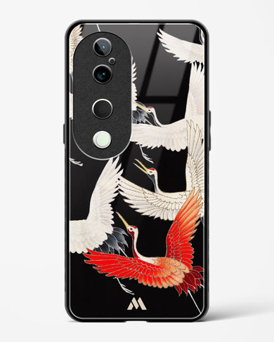 Furisode With A Myriad Of Flying Cranes Glass Case Phone Cover (Vivo)