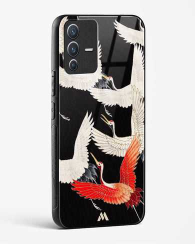 Furisode With A Myriad Of Flying Cranes Glass Case Phone Cover-(Vivo)