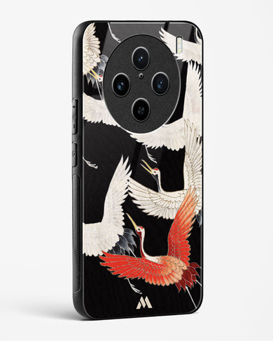 Furisode With A Myriad Of Flying Cranes Glass Case Phone Cover (Vivo)