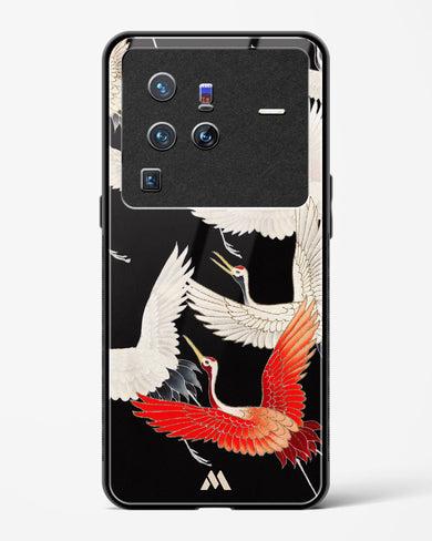 Furisode With A Myriad Of Flying Cranes Glass Case Phone Cover-(Vivo)