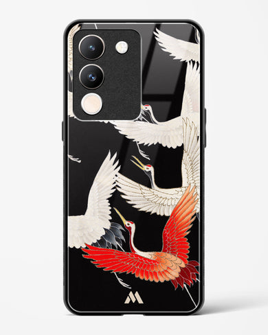 Furisode With A Myriad Of Flying Cranes Glass Case Phone Cover (Vivo)