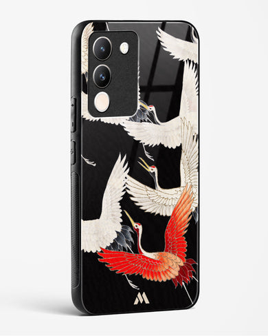 Furisode With A Myriad Of Flying Cranes Glass Case Phone Cover (Vivo)
