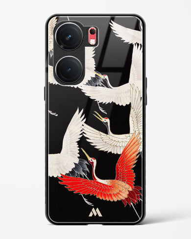 Furisode With A Myriad Of Flying Cranes Glass Case Phone Cover (Vivo)