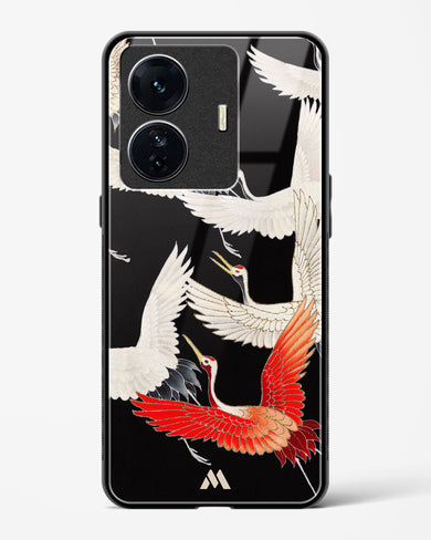 Furisode With A Myriad Of Flying Cranes Glass Case Phone Cover-(Vivo)