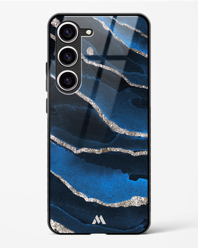 Shimmering Sands Blue Marble Glass Case Phone Cover-(Samsung)