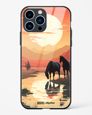 Horses by the Brook [BREATHE] Glass Case Phone Cover-(Apple)