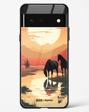 Horses by the Brook [BREATHE] Glass Case Phone Cover (Google)