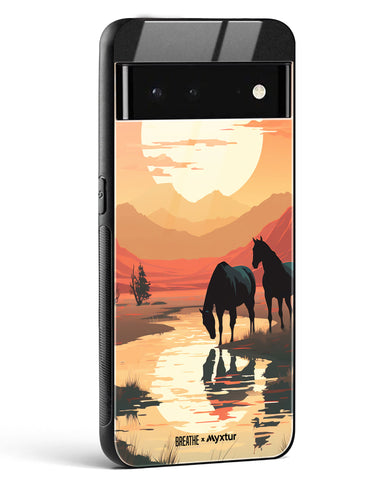 Horses by the Brook [BREATHE] Glass Case Phone Cover-(Google)