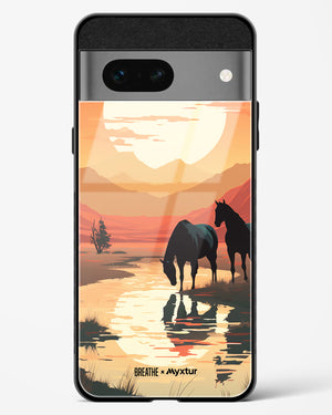 Horses by the Brook [BREATHE] Glass Case Phone Cover-(Google)