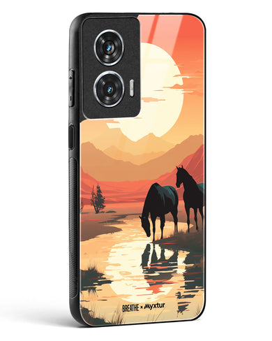 Horses by the Brook [BREATHE] Glass Case Phone Cover (Motorola)