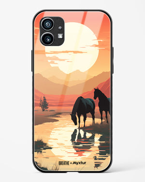 Horses by the Brook [BREATHE] Glass Case Phone Cover (Nothing)