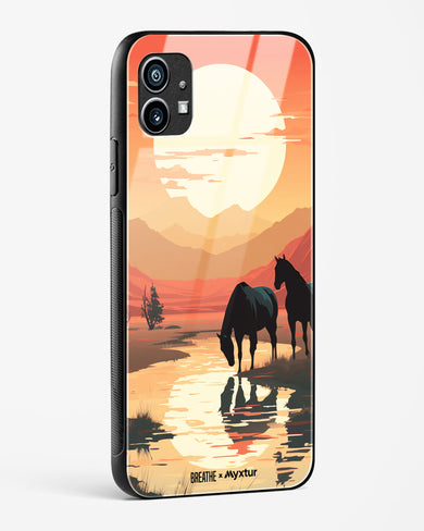 Horses by the Brook [BREATHE] Glass Case Phone Cover (Nothing)
