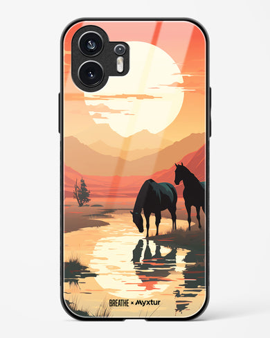 Horses by the Brook [BREATHE] Glass Case Phone Cover-(Nothing)