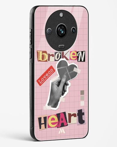 Love On Broken Heart Glass Case Phone Cover-(Realme)