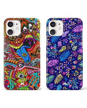 Leaves Azure Psychedelic Monster Hard Case Phone Cover Combo-(Apple)