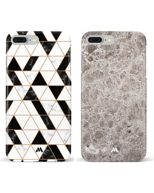 Sequoia Brown Patchwork Marble Hard Case Phone Cover Combo-(Apple)