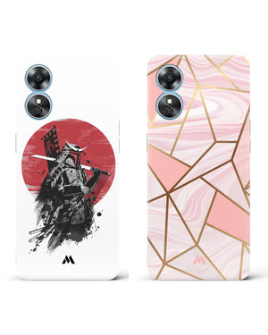 Pink Marble Samurai Burn Hard Case Phone Cover Combo-(Oppo)