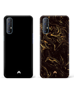 Black Gold Marble All Black Hard Case Phone Cover Combo (Oppo)