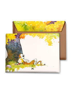 Calvin Hobbes Under Tree Leather Laptop Envelope Sleeve