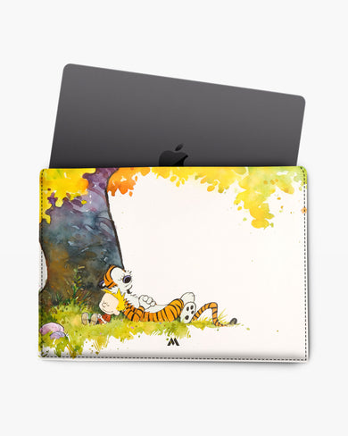 Calvin Hobbes Under Tree Leather Laptop Envelope Sleeve