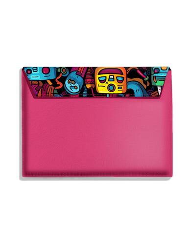 Doodle Robots Leather Laptop Envelope Sleeve