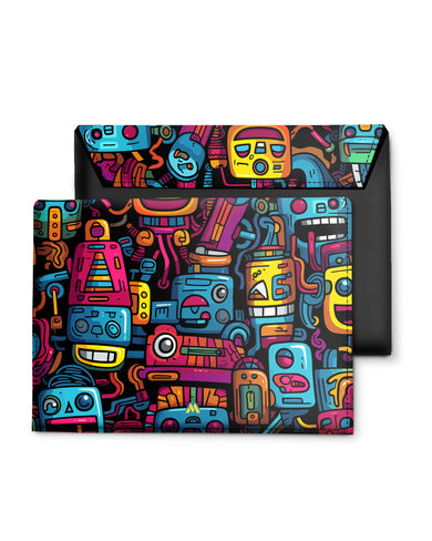 Doodle Robots Leather Laptop Envelope Sleeve