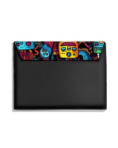 Doodle Robots Leather Laptop Envelope Sleeve