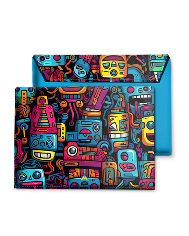 Doodle Robots Leather Laptop Envelope Sleeve