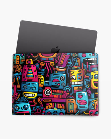 Doodle Robots Leather Laptop Envelope Sleeve