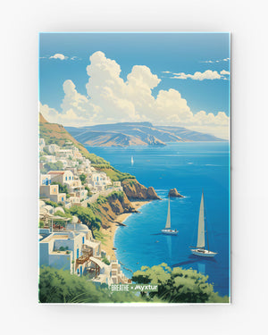Santorini Cliffside [BREATHE] Metal Poster