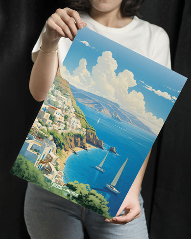 Santorini Cliffside [BREATHE] Metal-Poster